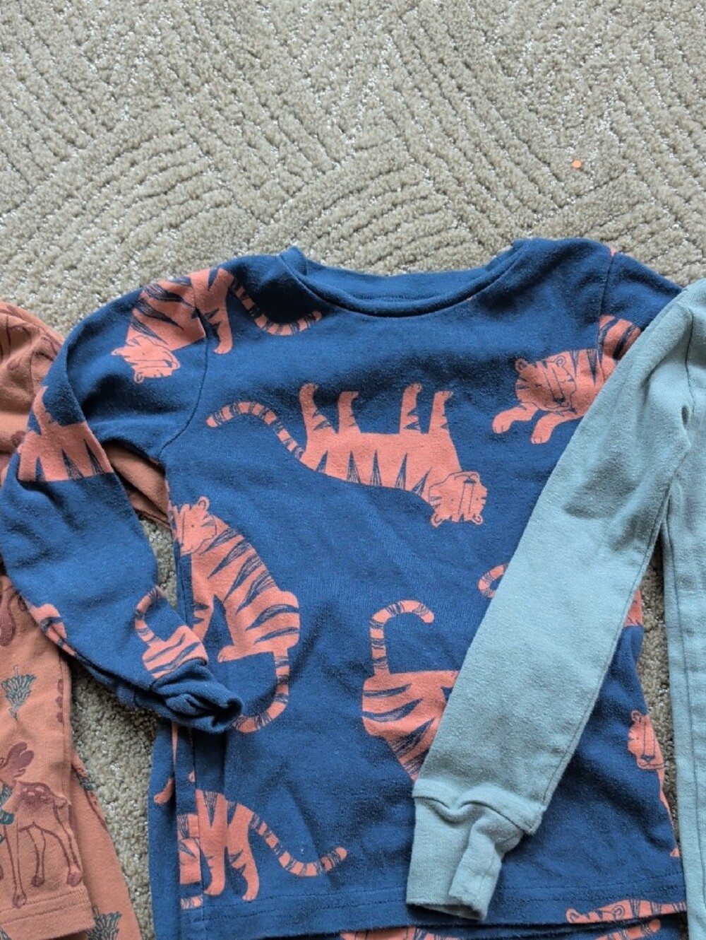 Carter's Kids Pajama Joggers Set - Blue, Peach & Light Teal - Picture 4 of 5